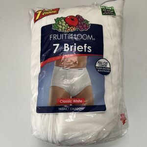 Fruit Of The Loom 7 Briefs 2009 Classic White 2X 2XL Full Cut Plush Backed Waist
